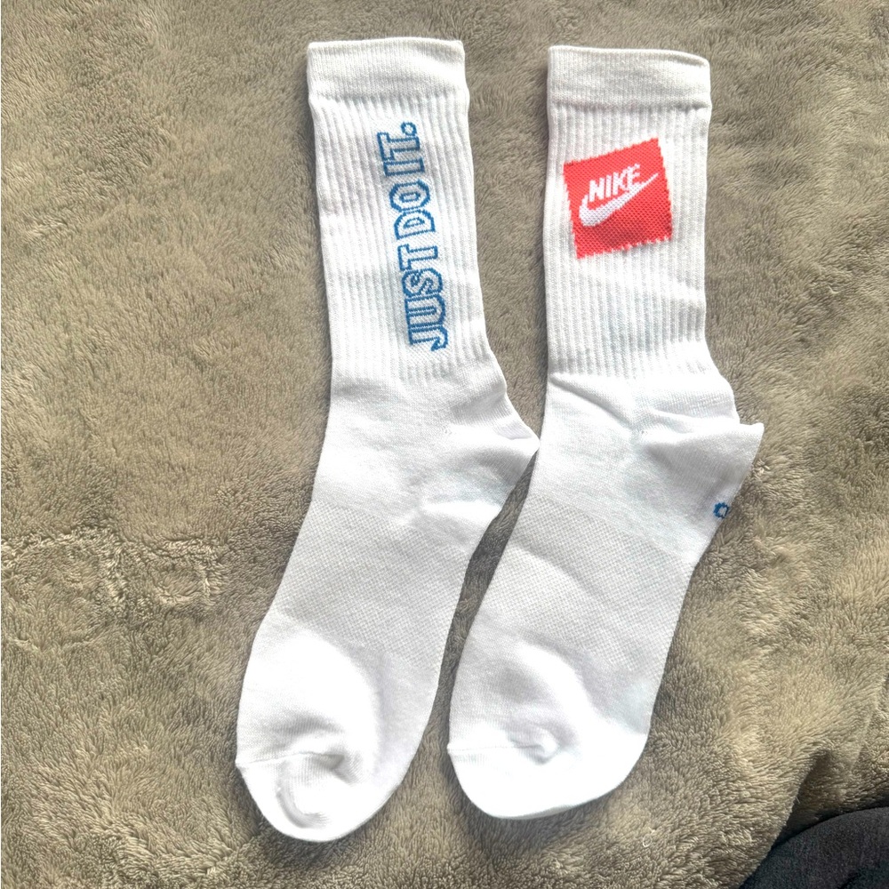 Nike White and Blue Crew Socks